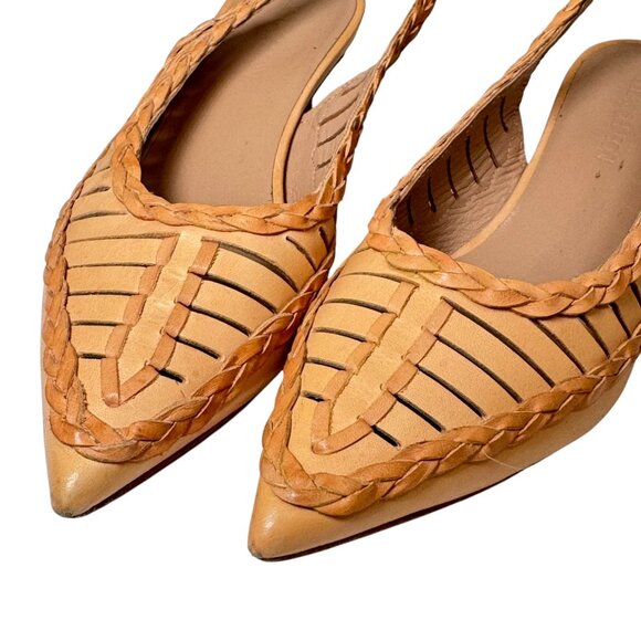 Ulla Johnson Natural Leather Slingback Braid Detail Kitten Heel size 37/6.5 - Picture 10 of 13
